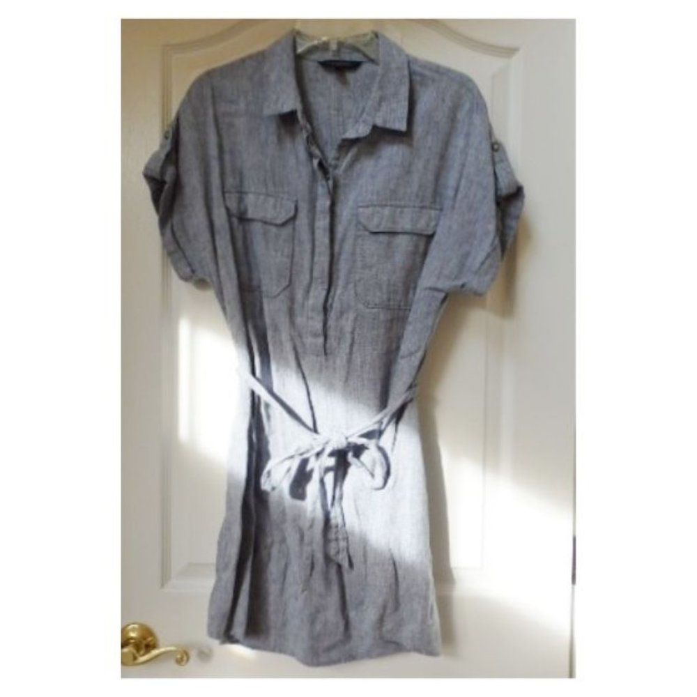 Banana Republic (Size M) Navy/Gray Belted,Short sleeve, Shirt Dress-